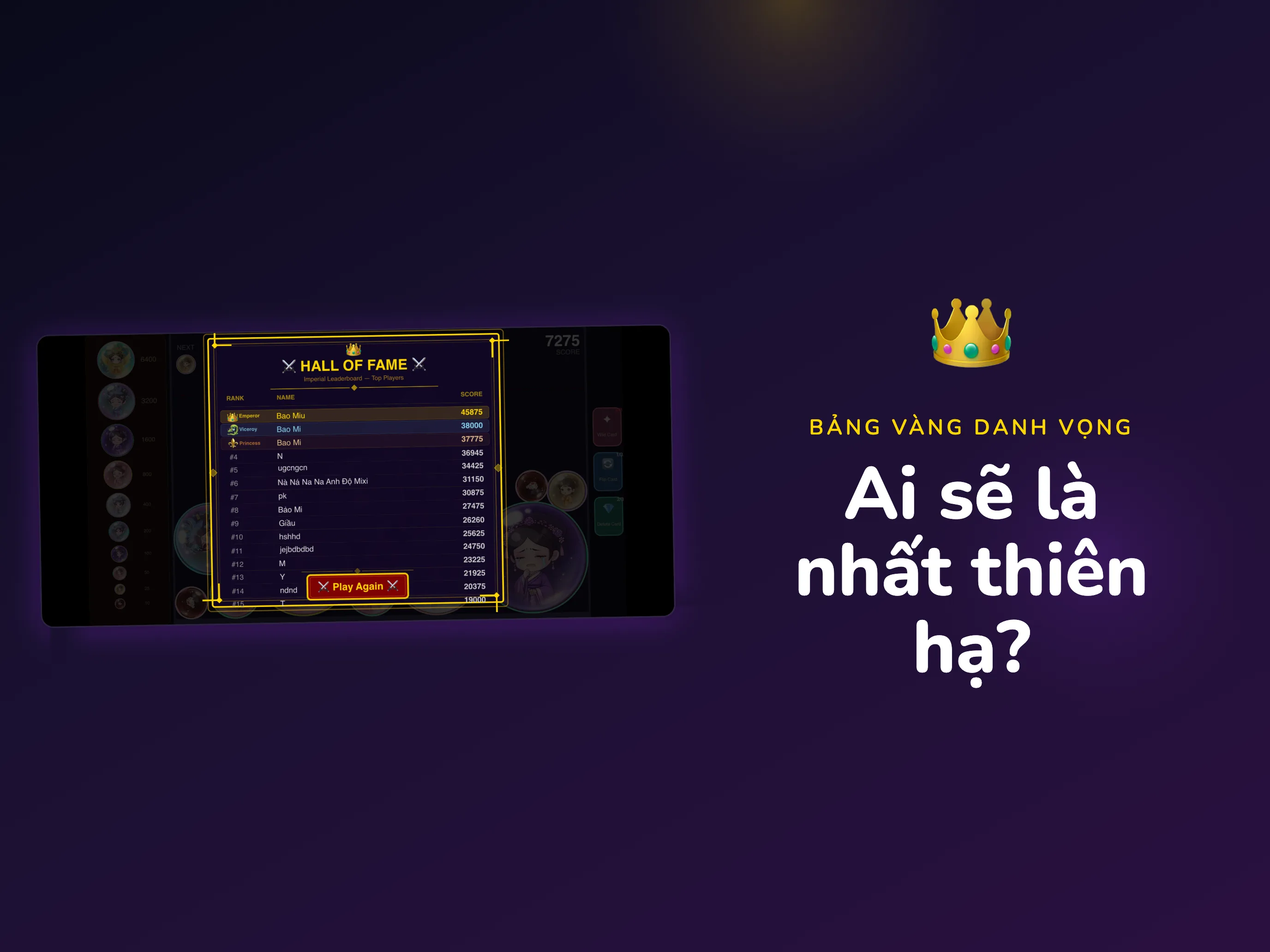 Đấu Trí Hoàng Cung iPad - Bảng vàng danh vọng